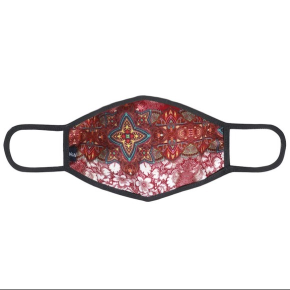 New Handmade Red Boho Tribal Washable Face Mask - Picture 2 of 5